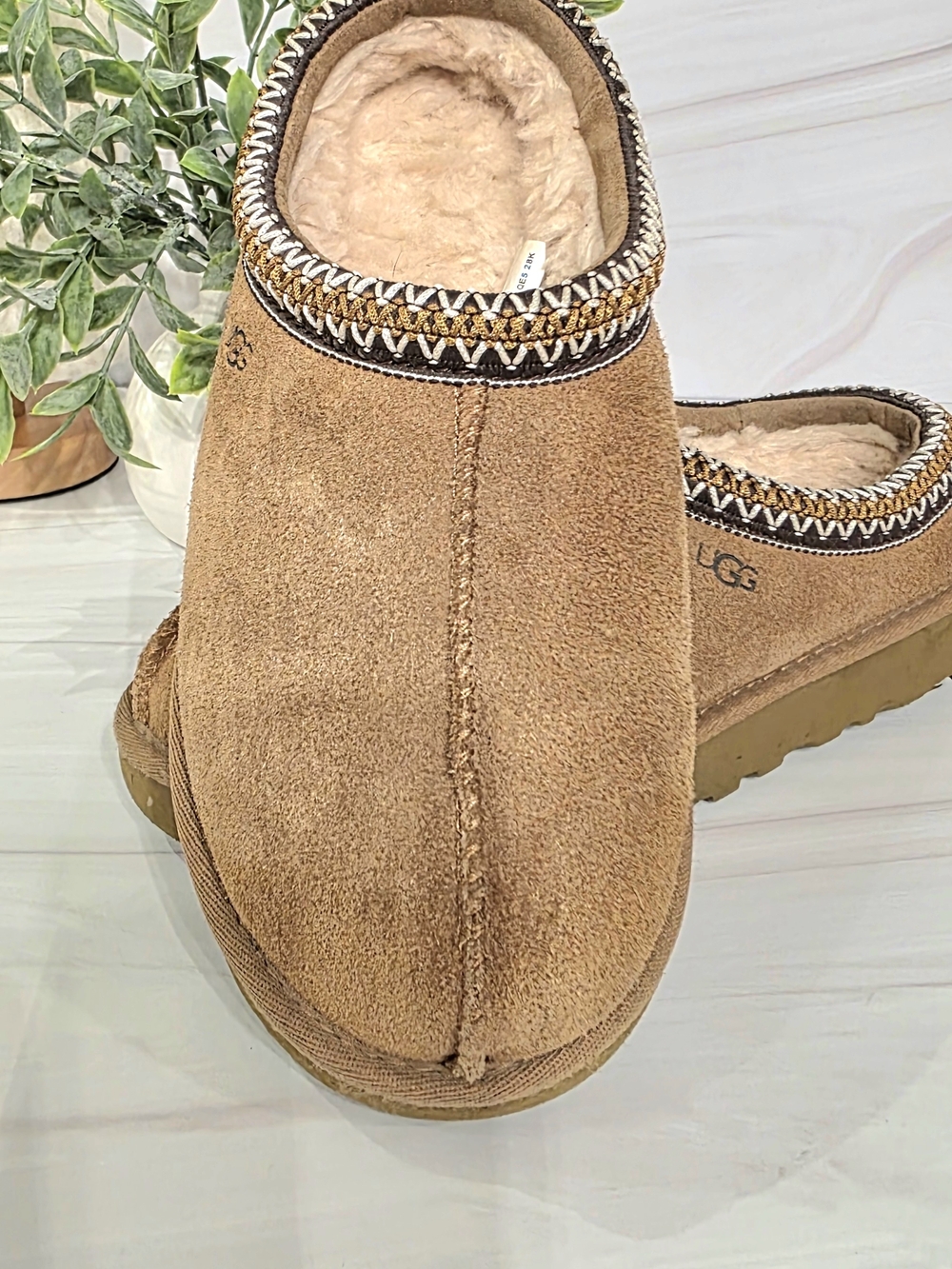 UGG Women's Tasman Chestnut Suede Shearling Clog Slippers